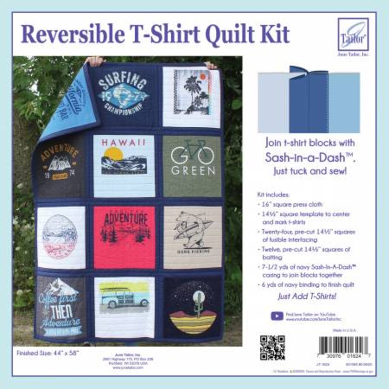 June Tailor Reversible T-Shirt Quilt Kit X-Large Sashing Memory Quilt Kit -Navy